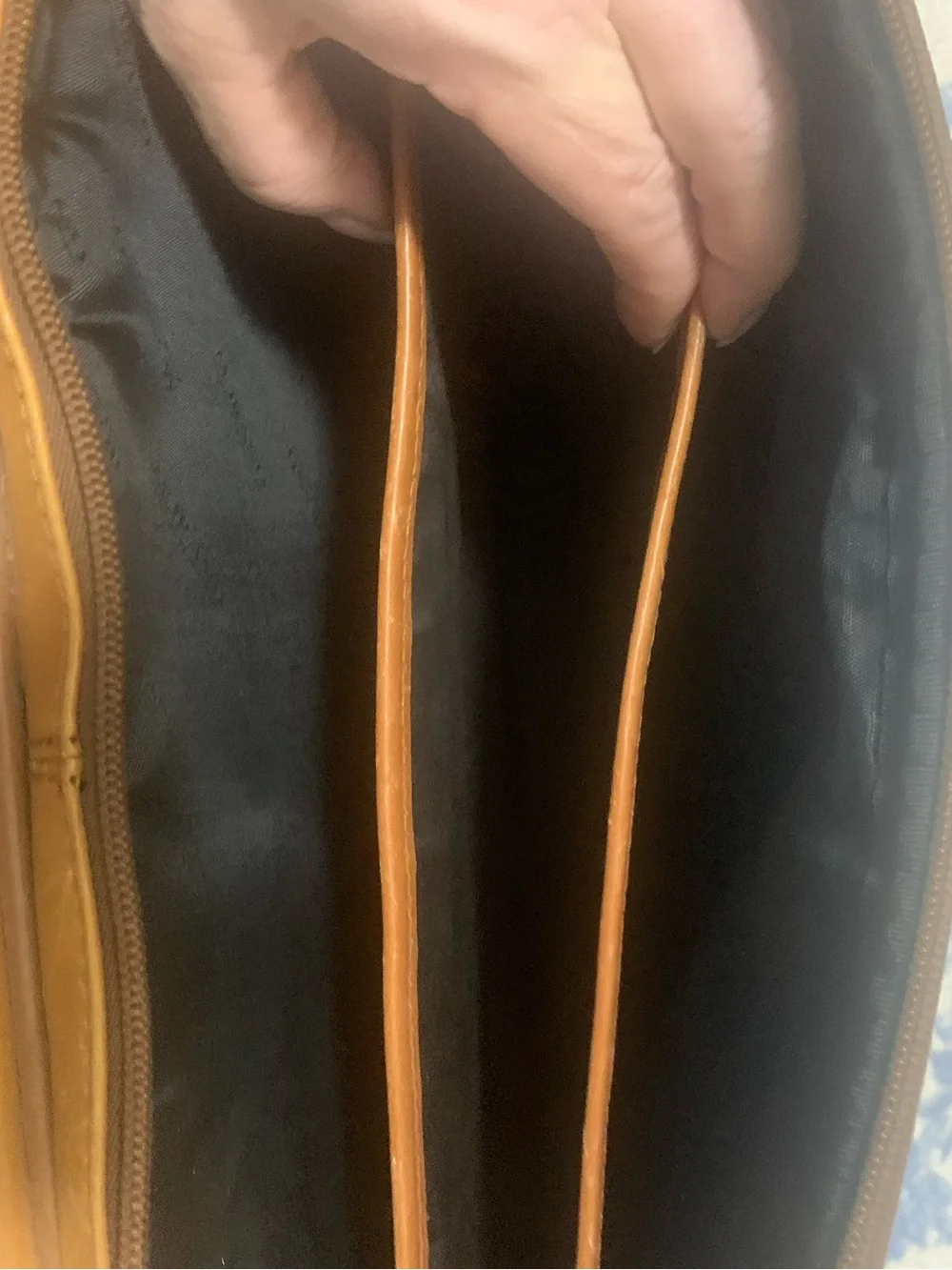 Murano Tan Leather Briefcase with Front Zip Pocket